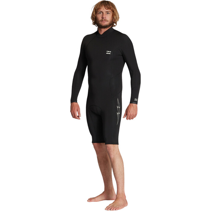 2024 Billabong Hombres Absolute 2/2mm Back Zip Manga Larga Shorty Neopreno ABYW400121 - Black